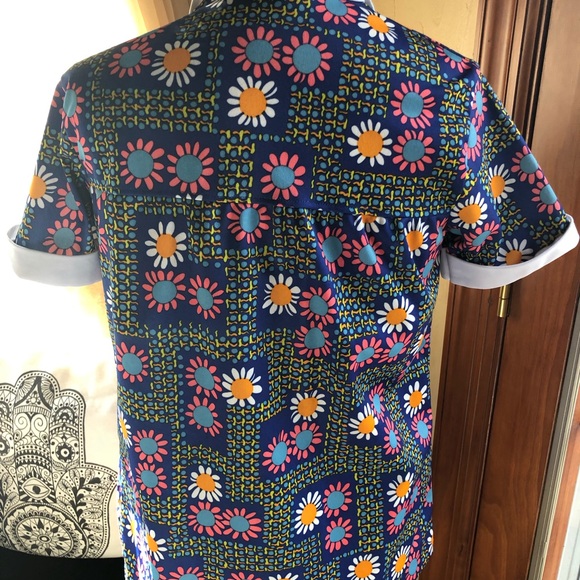 Vintage 60’s shirt polyester boho hippie chic pockets button Phase One RARE - Picture 4 of 10